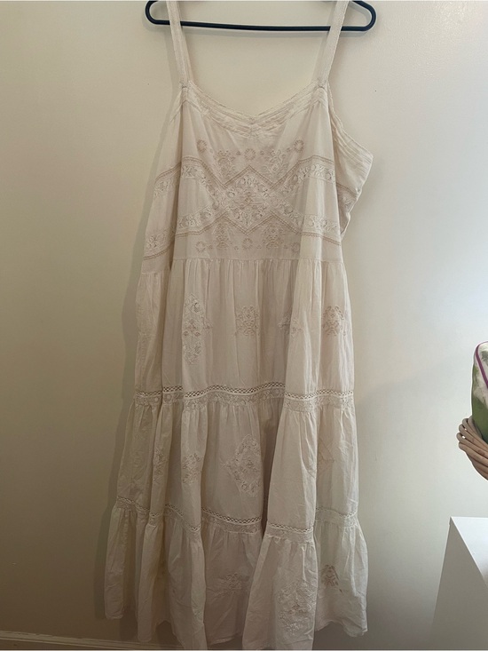 Lucky Brand Dresses & Skirts - Lucky Brand Cream Boho Embroidered Solid Cotton Maxi Dress- Gorgeous Details!